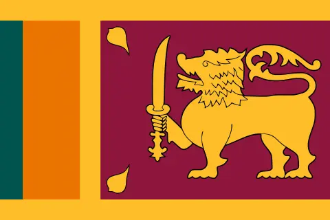 Flaga Sri Lanki z lwem i mieczem. Planujesz podróż? Sprawdź, czy potrzebna jest wiza Sri Lanka.