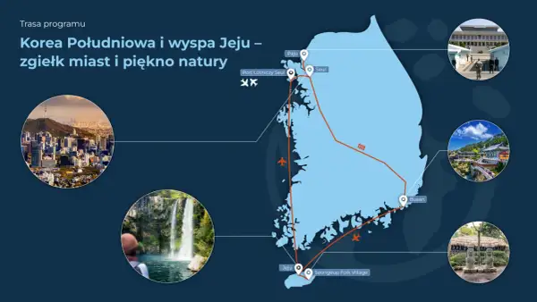 Korea Południowa co zobaczyć: mapa trasy przez Seul, Paju, Busan i wyspę Jeju. Miasta i cuda natury.